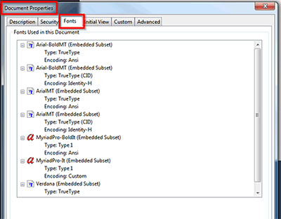 Embed fonts used in your PDF when saving
