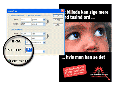 Optimér billederne i din PDF til min. 150 DPI.